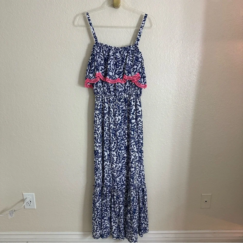 New Lilly Pulitzer Aida Ruffle Maxi Dress Size Medium - Picture 2 of 12
